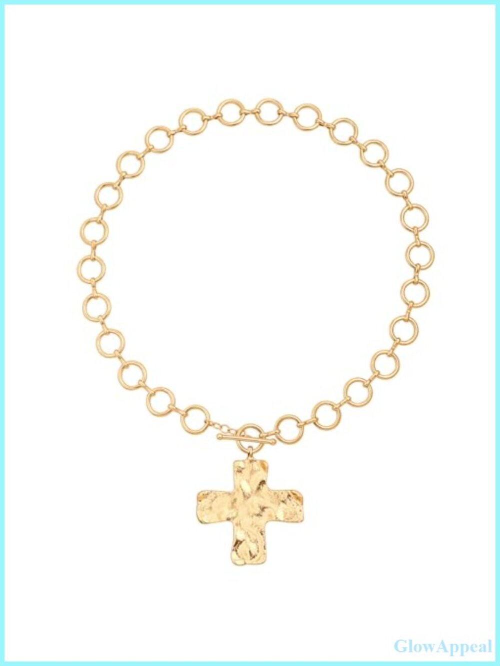 18K Gold Plated Cross Pendant Necklace Chunky Toggle Chain Layering